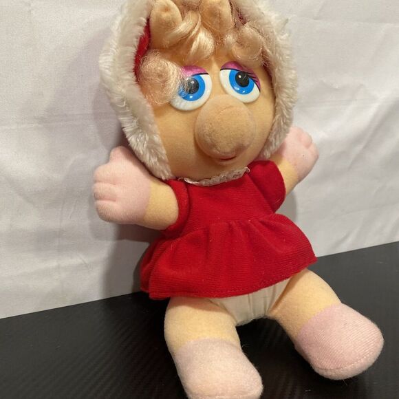 VINTAGE 1987 MUPPET BABY MISS PIGGY PLUSH 10" STUFFED ANIMAL JIM HENSON - Picture 3 of 4
